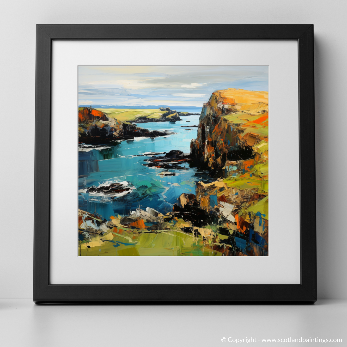 Art Print of Shetland, North of mainland Scotland with a black frame