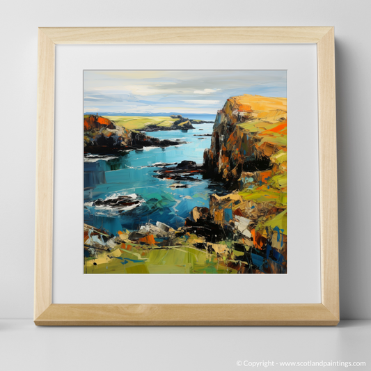 Art Print of Shetland, North of mainland Scotland with a natural frame