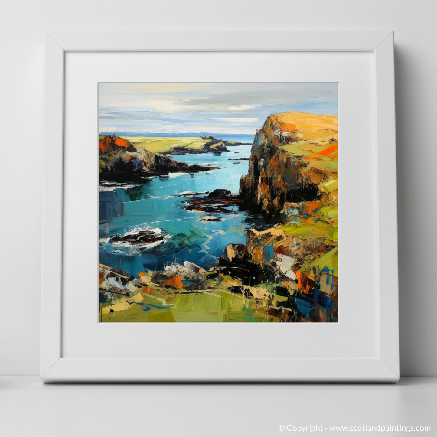 Art Print of Shetland, North of mainland Scotland with a white frame