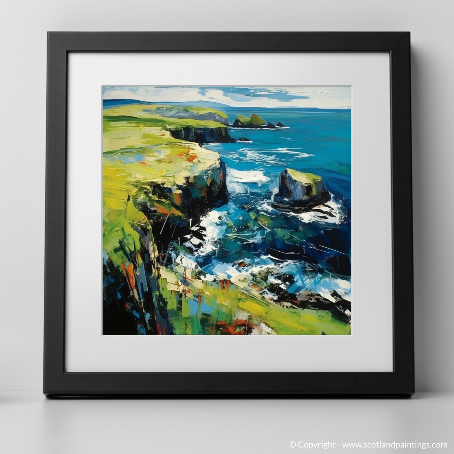 Art Print of Shetland, North of mainland Scotland with a black frame