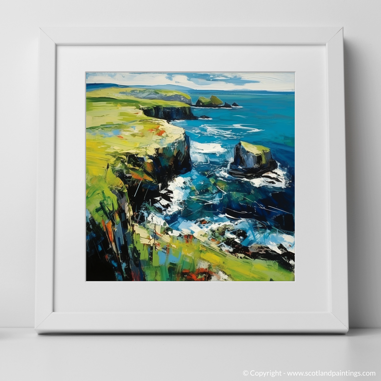 Art Print of Shetland, North of mainland Scotland with a white frame