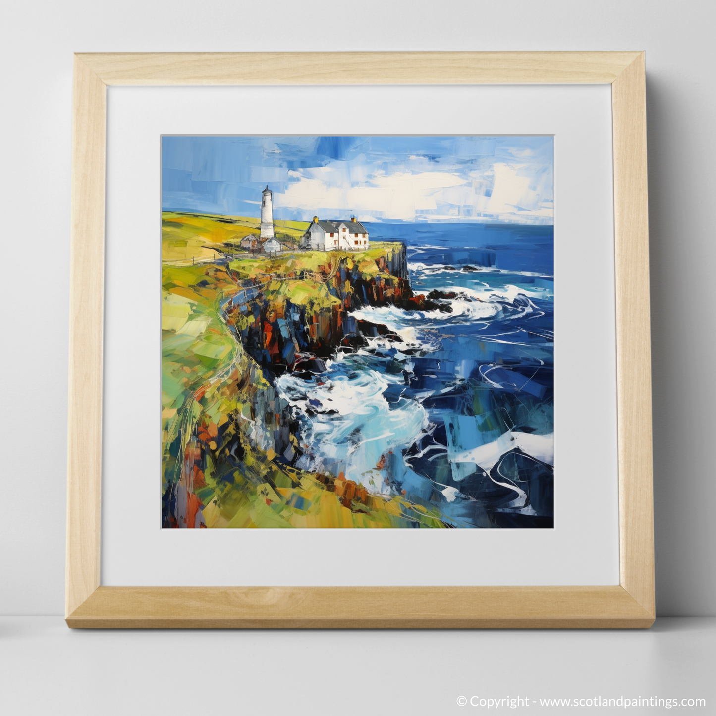 Art Print of Shetland, North of mainland Scotland with a natural frame