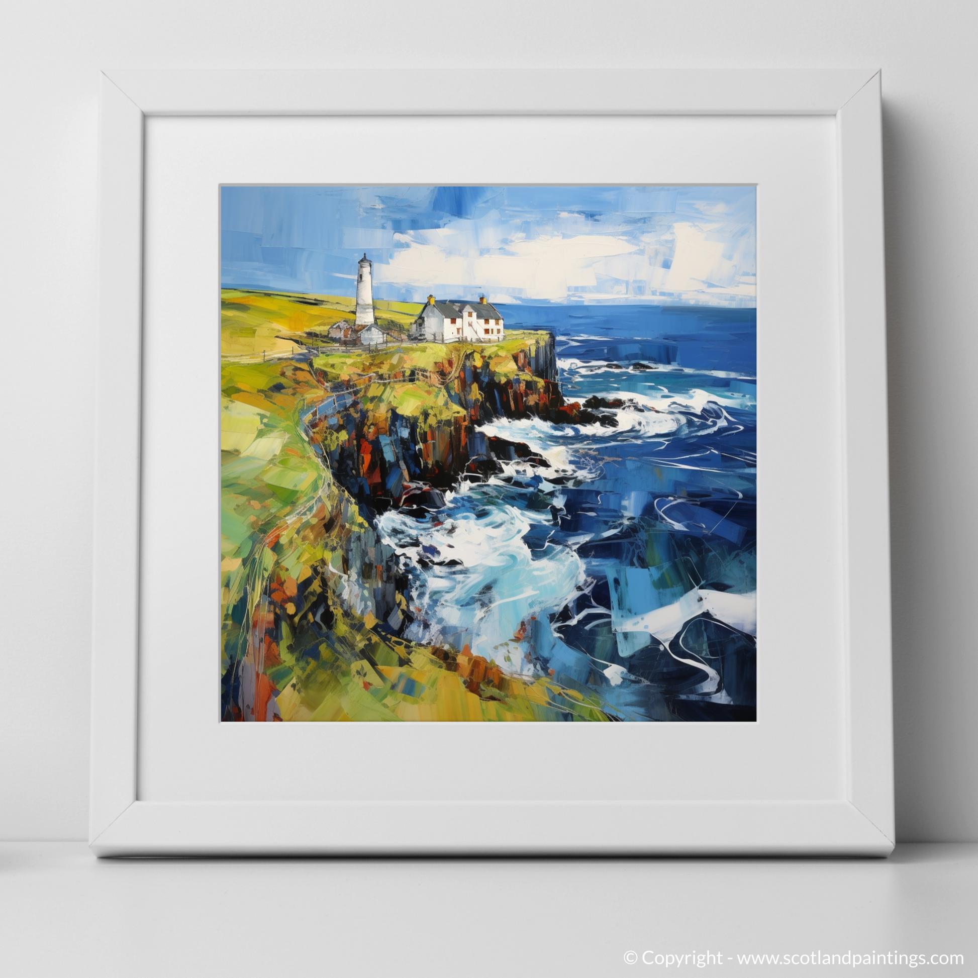 Art Print of Shetland, North of mainland Scotland with a white frame