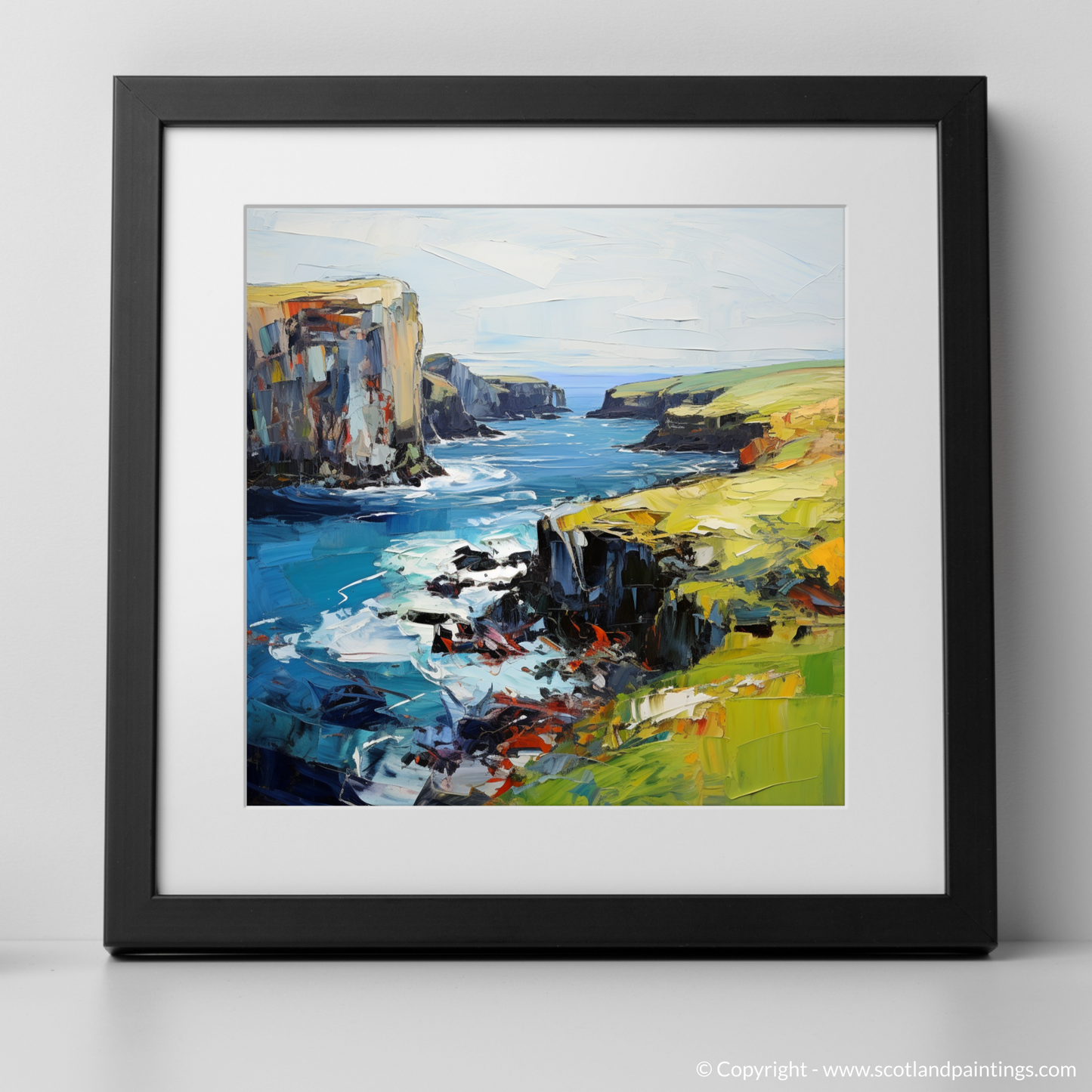 Art Print of Shetland, North of mainland Scotland with a black frame