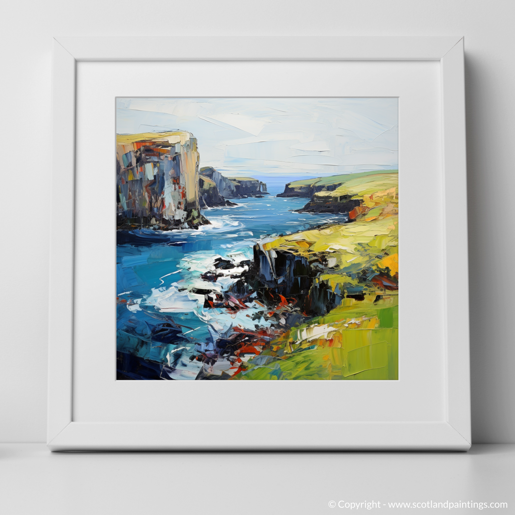 Art Print of Shetland, North of mainland Scotland with a white frame