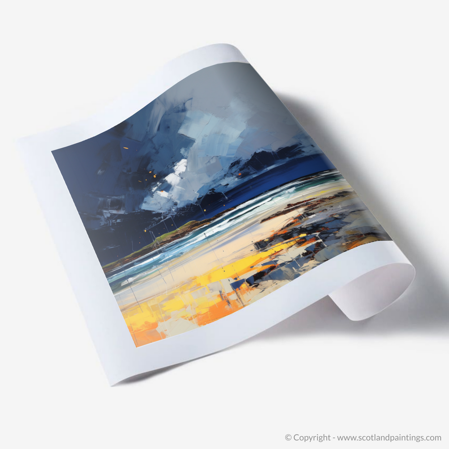 Art Print of West Sands with a stormy sky