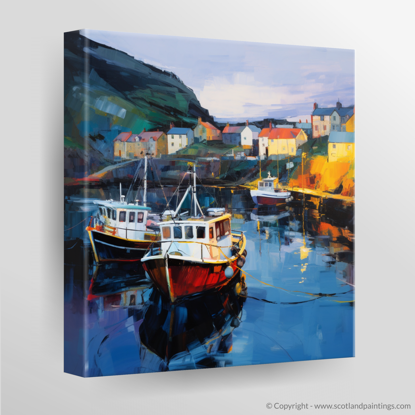 Canvas Print of Gardenstown Harbour at dusk