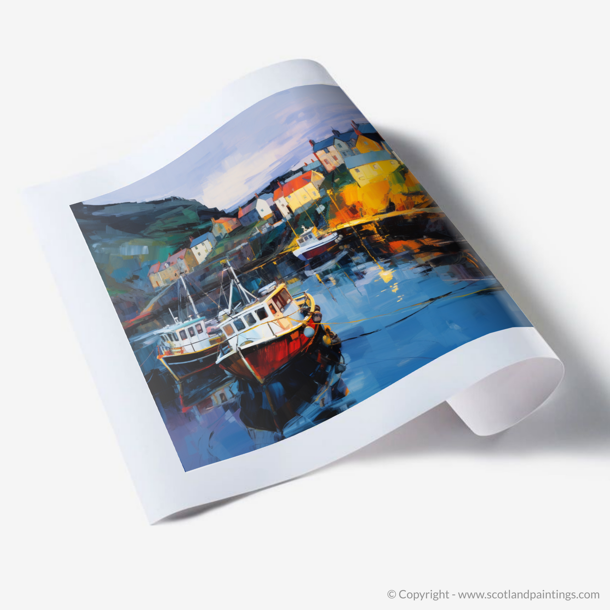 Art Print of Gardenstown Harbour at dusk