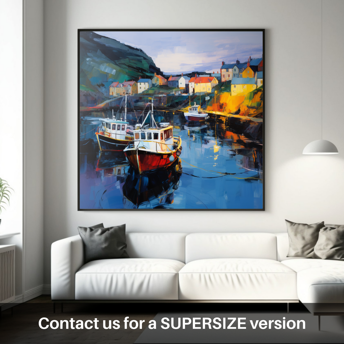 Huge supersize print of Gardenstown Harbour at dusk