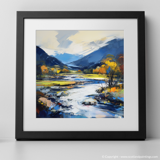 Art Print of River Spey, Highlands with a black frame