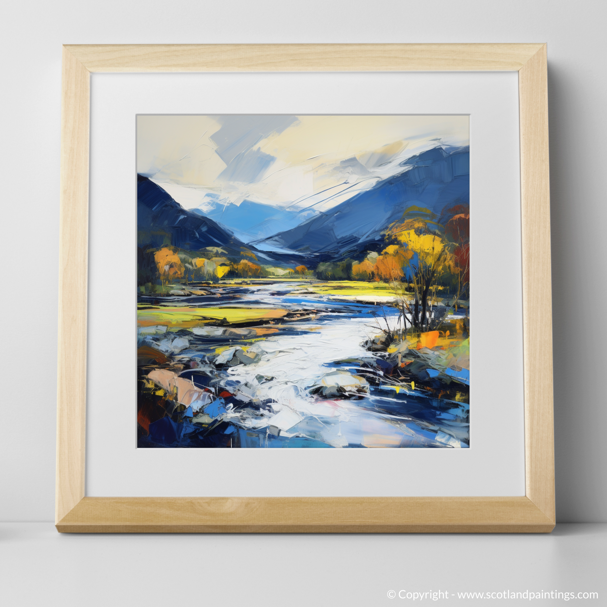 Art Print of River Spey, Highlands with a natural frame