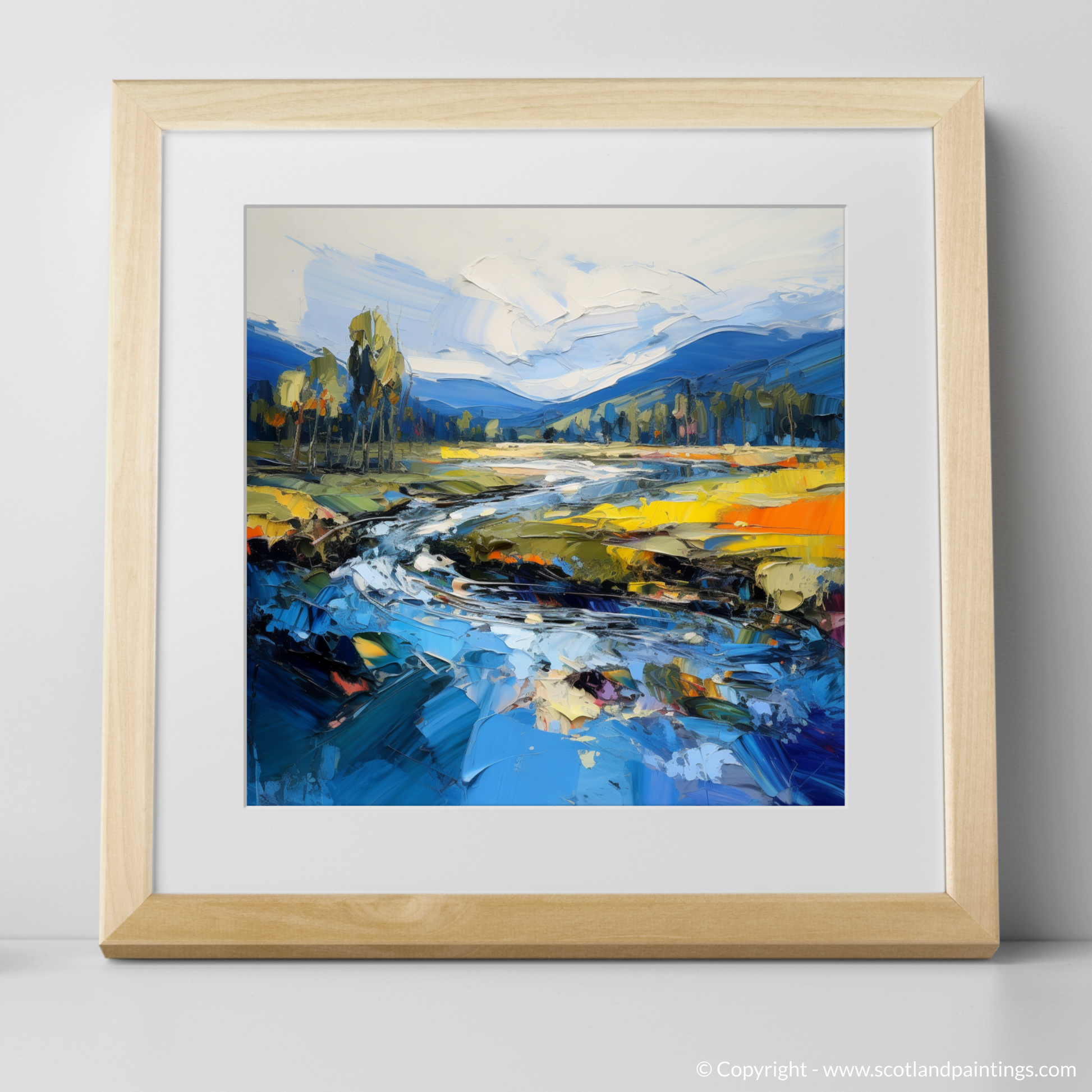 Art Print of River Spey, Highlands with a natural frame