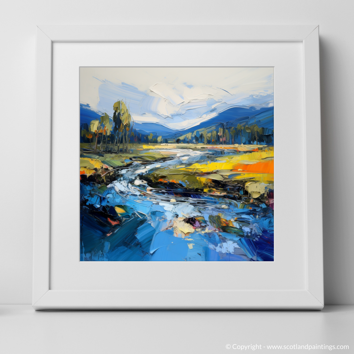 Art Print of River Spey, Highlands with a white frame