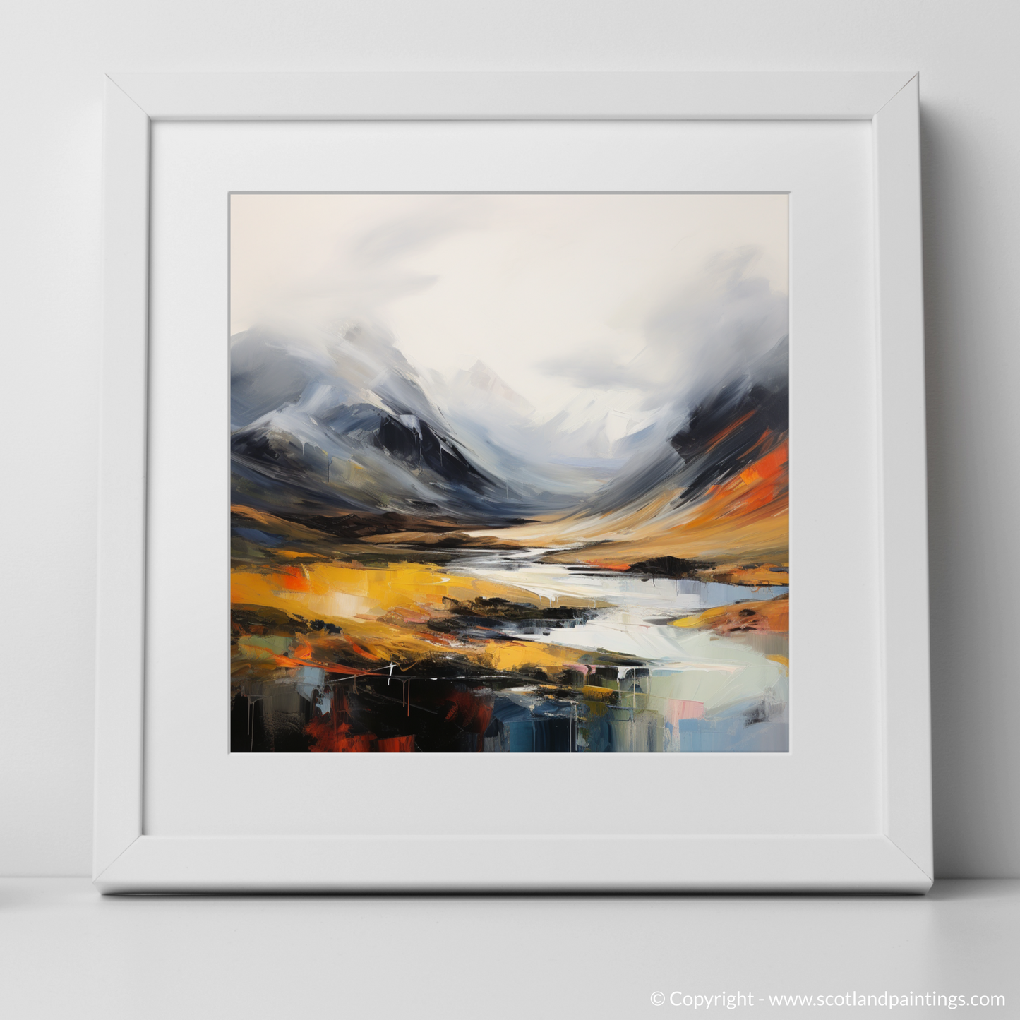 Art Print of Rolling fog in Glencoe with a white frame