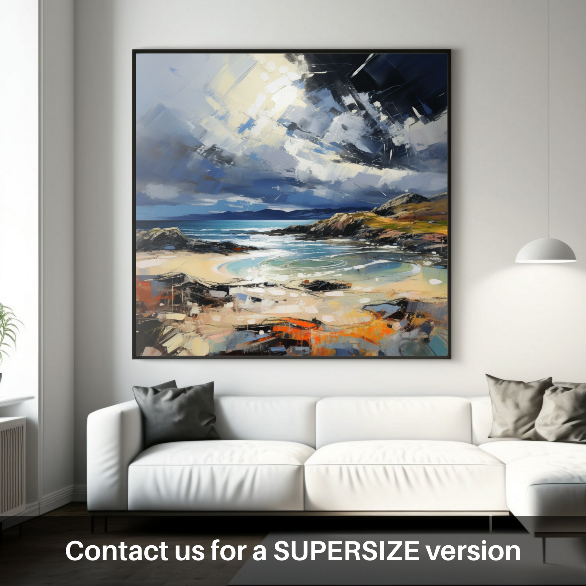 Huge supersize print of Achmelvich Bay with a stormy sky