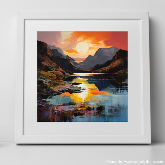 Art Print of Loch Coruisk at sunset with a white frame