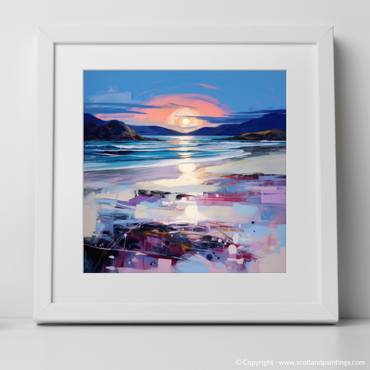 Art Print of Traigh Mhor at dusk with a white frame