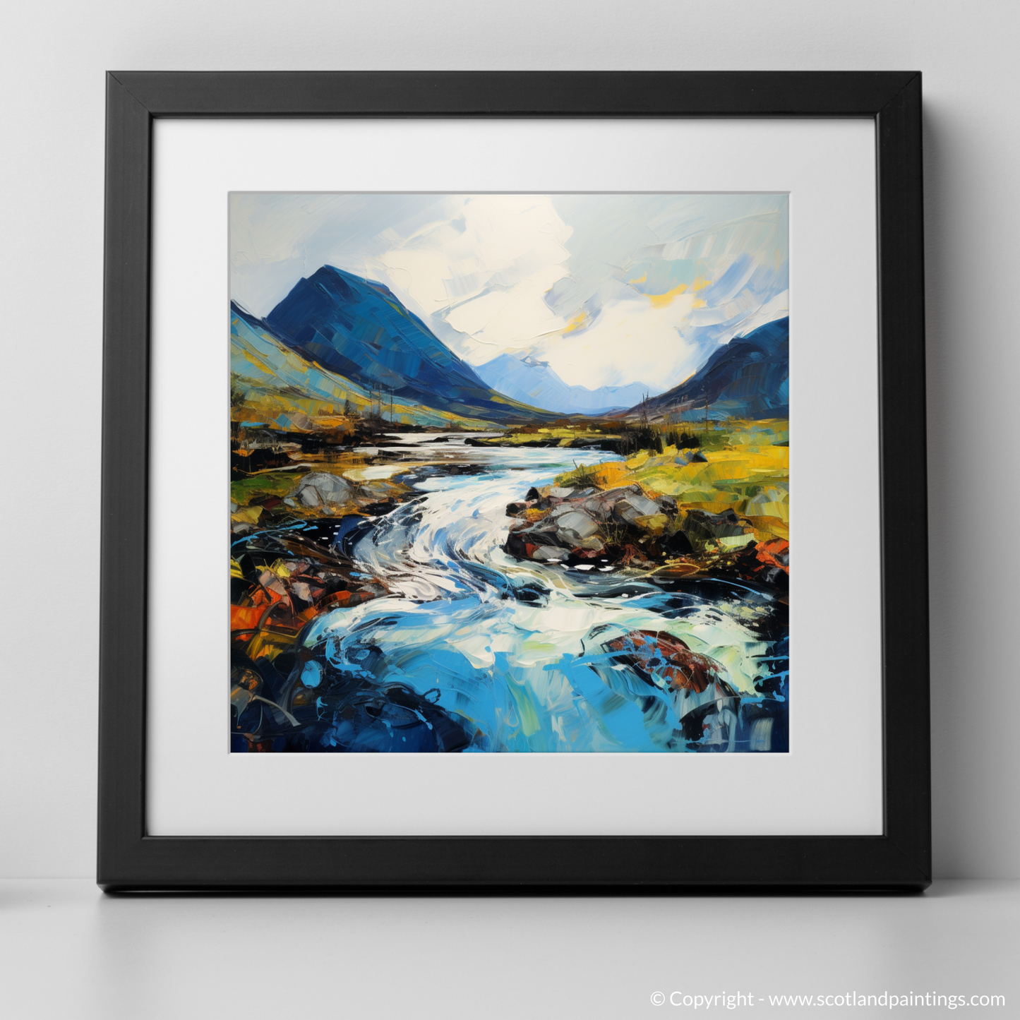 Painting and Art Print of River Etive, Argyll and Bute. Majestic Etive: An Expressionist Journey Through the Scottish Highlands.