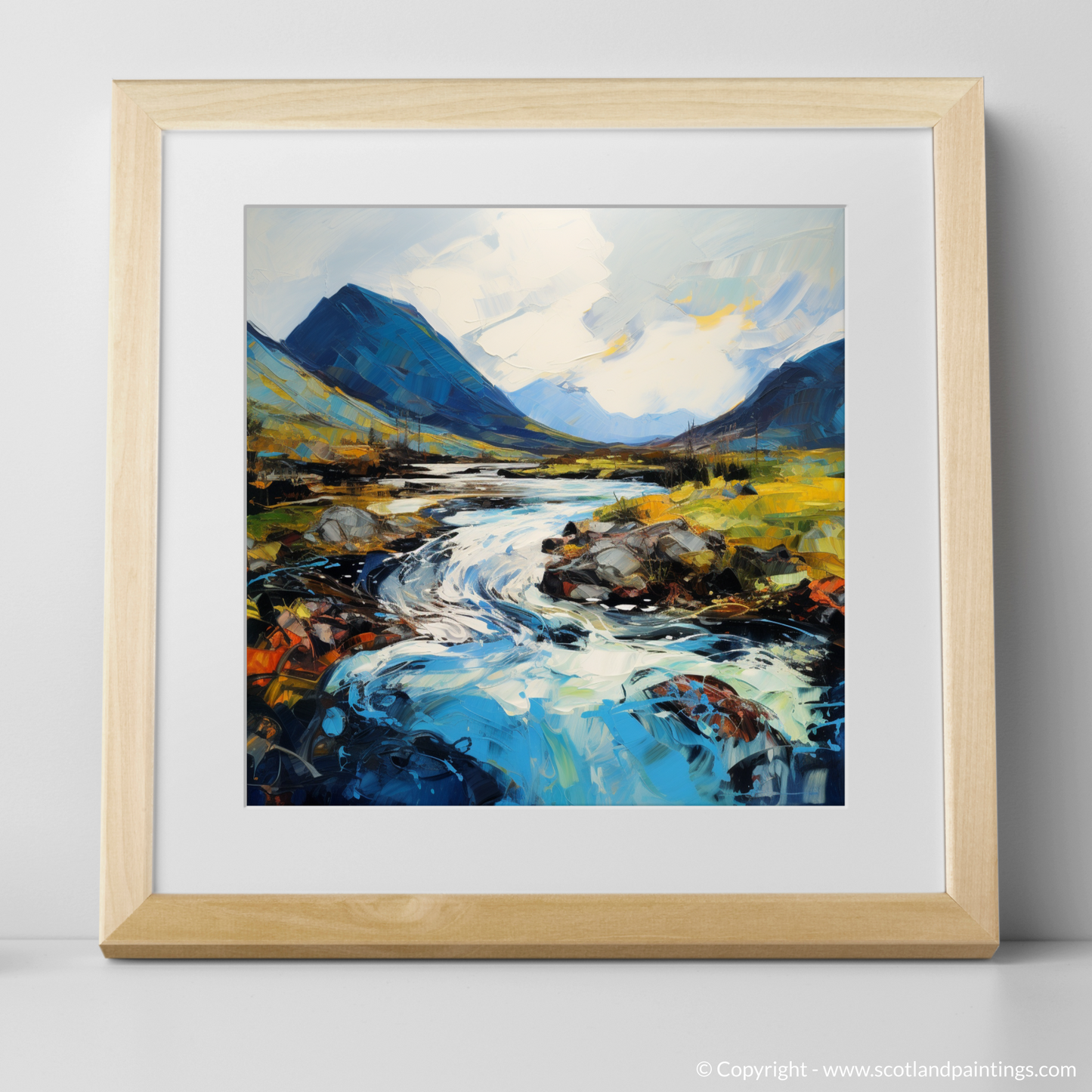 Painting and Art Print of River Etive, Argyll and Bute. Majestic Etive: An Expressionist Journey Through the Scottish Highlands.