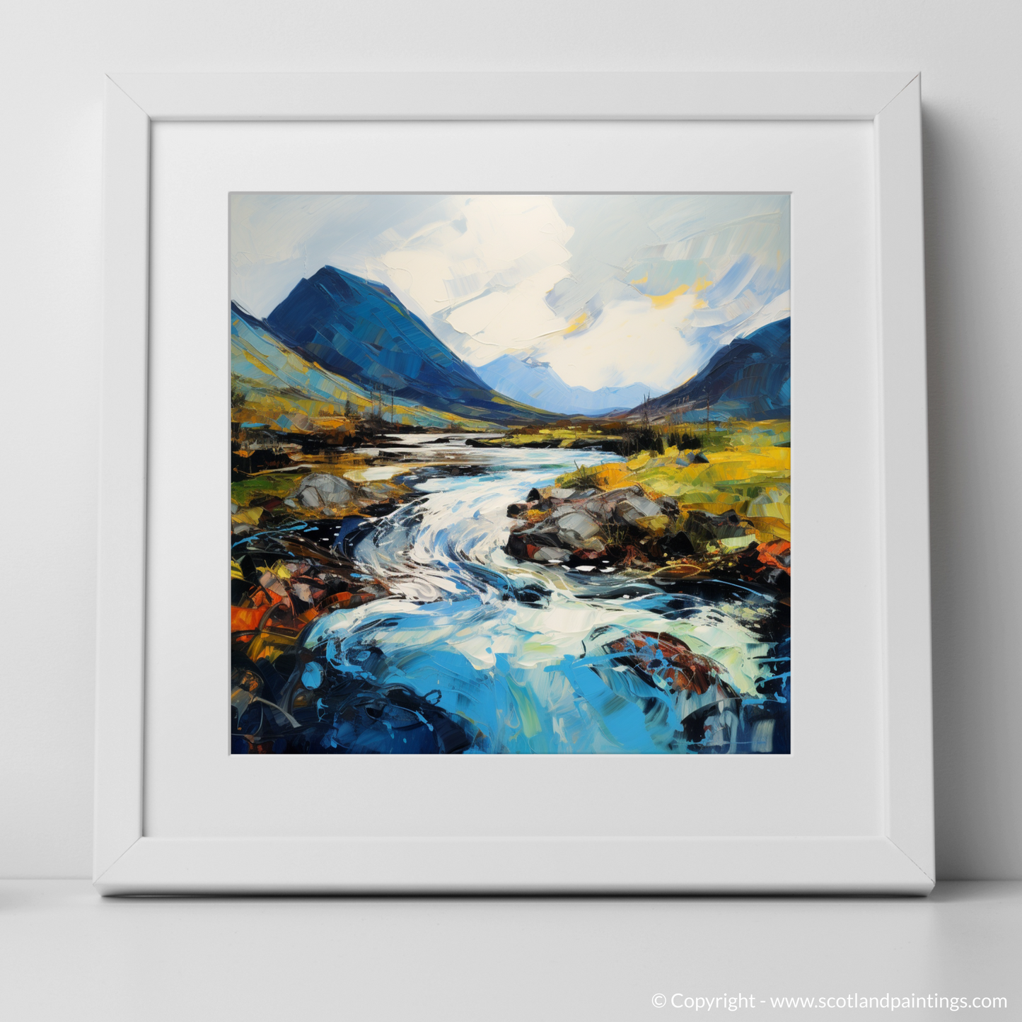 Painting and Art Print of River Etive, Argyll and Bute. Majestic Etive: An Expressionist Journey Through the Scottish Highlands.