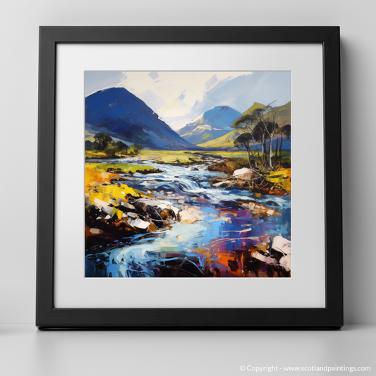 Painting and Art Print of River Etive, Argyll and Bute. River Etive's Untamed Majesty: An Expressionist Journey through Argyll and Bute.