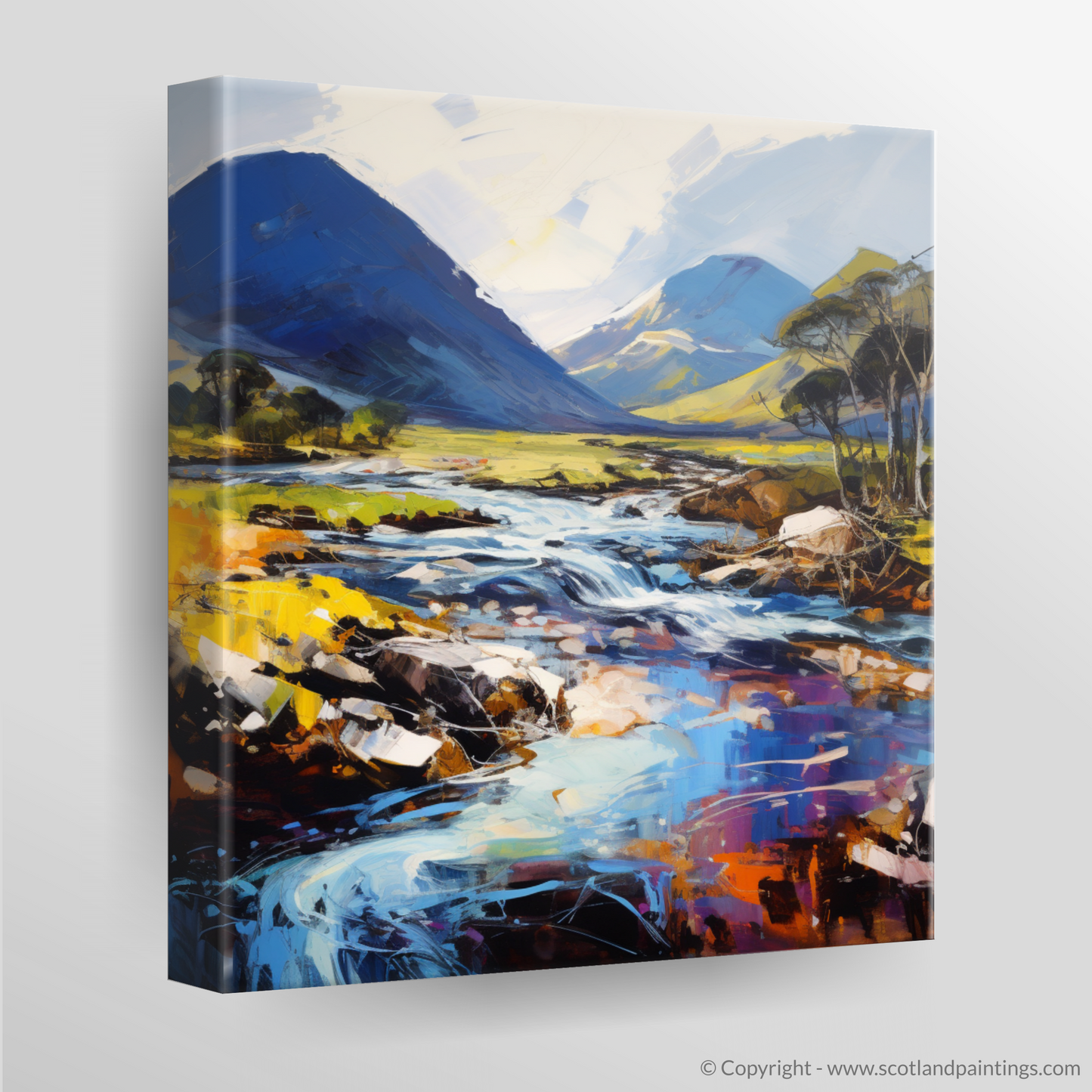 Painting and Art Print of River Etive, Argyll and Bute. River Etive's Untamed Majesty: An Expressionist Journey through Argyll and Bute.