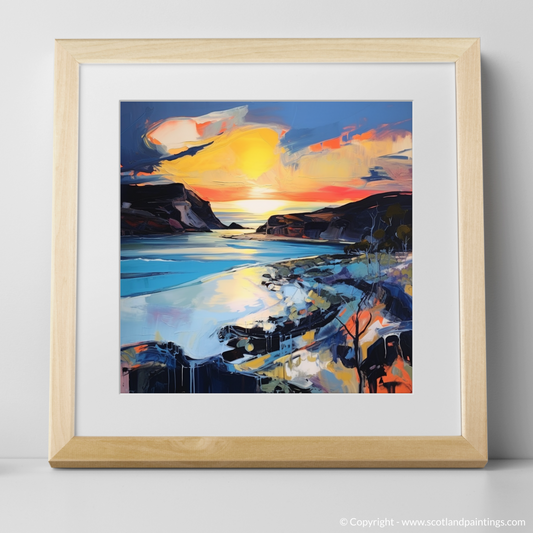 Painting and Art Print of Kiloran Bay at dusk. Kiloran Bay Twilight Blaze.