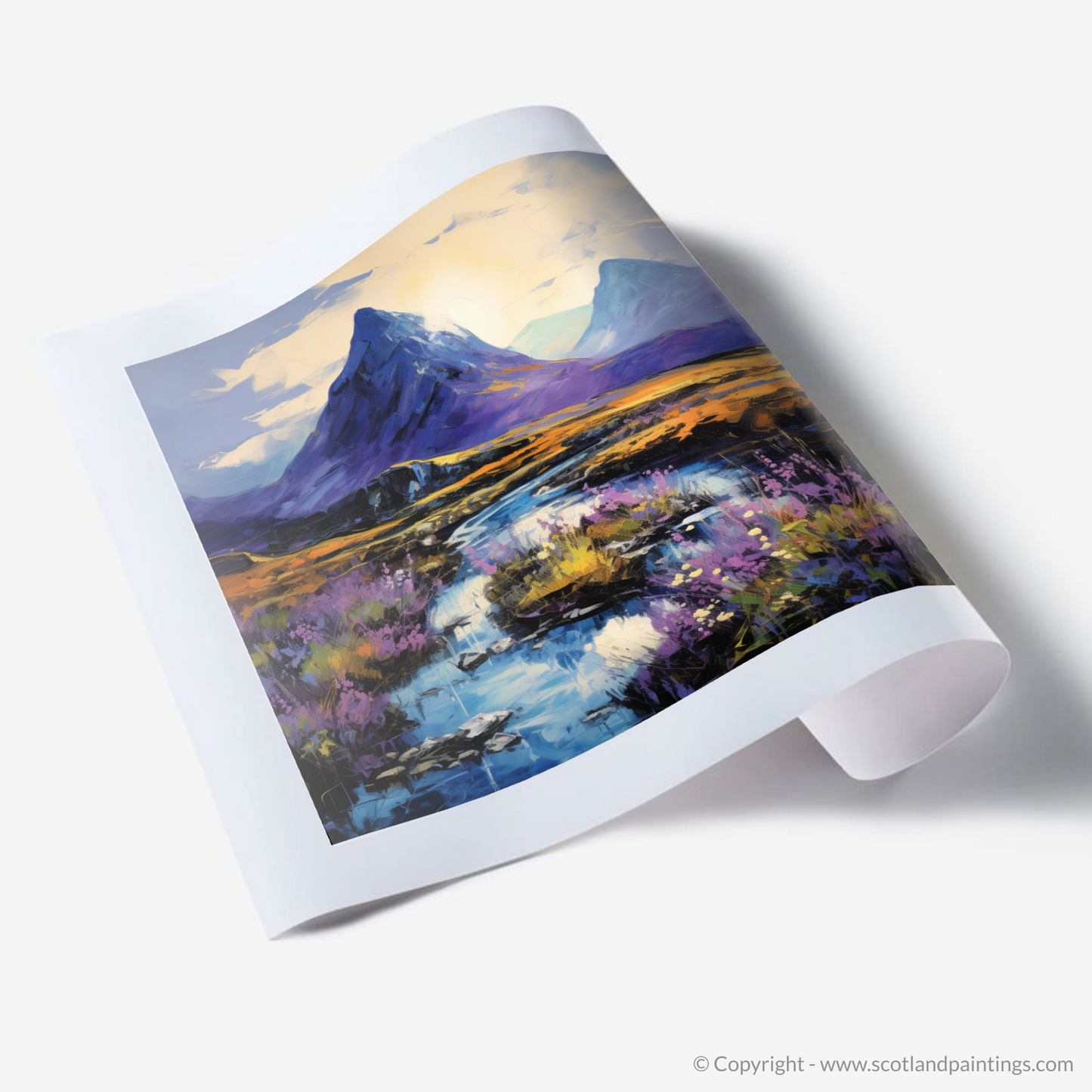 Art Print of Bluebells under Buachaille at dusk in Glencoe