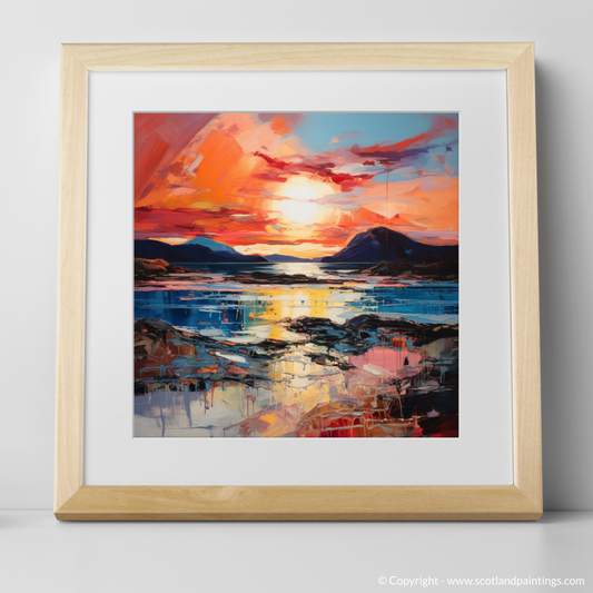 Art Print of Ardtun Bay at sunset with a natural frame