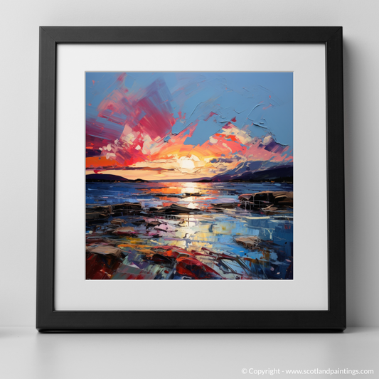 Painting and Art Print of Ardtun Bay at sunset. Expessionist Embers of Ardtun Bay Sunset.