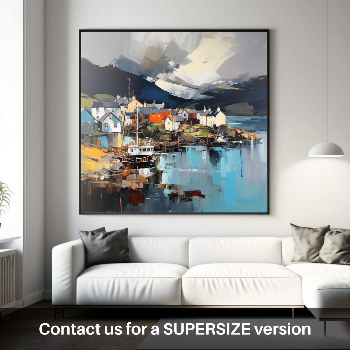 Huge supersize print of Mallaig Harbour with a stormy sky