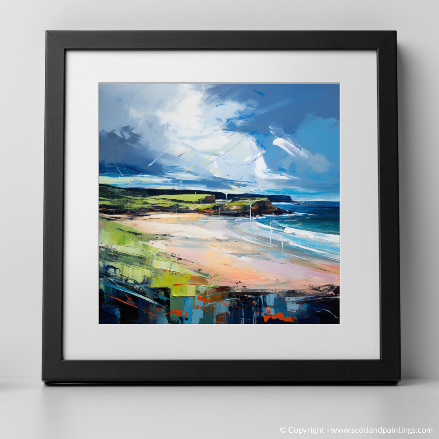 Art Print of Lunan Bay, Angus with a black frame