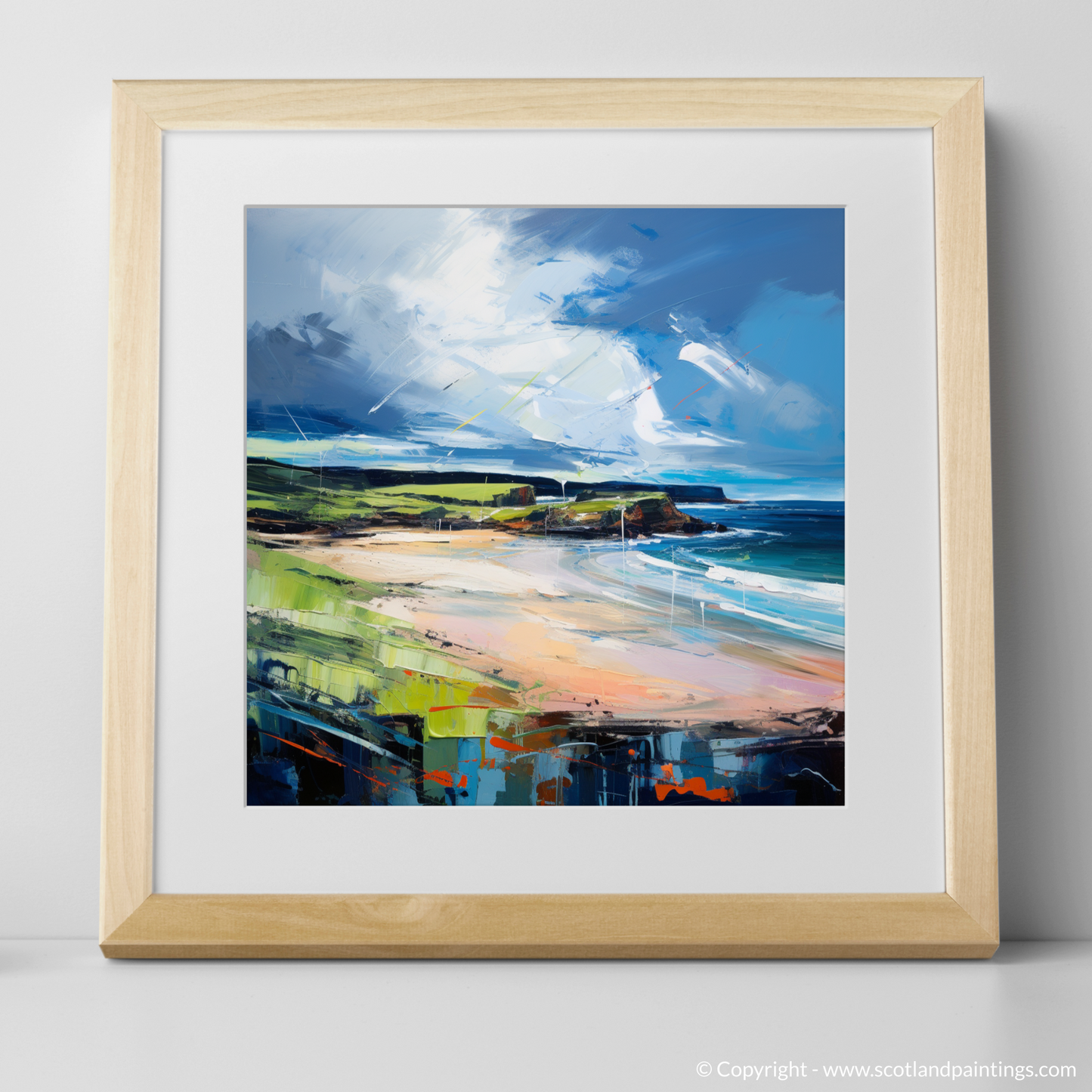 Art Print of Lunan Bay, Angus with a natural frame