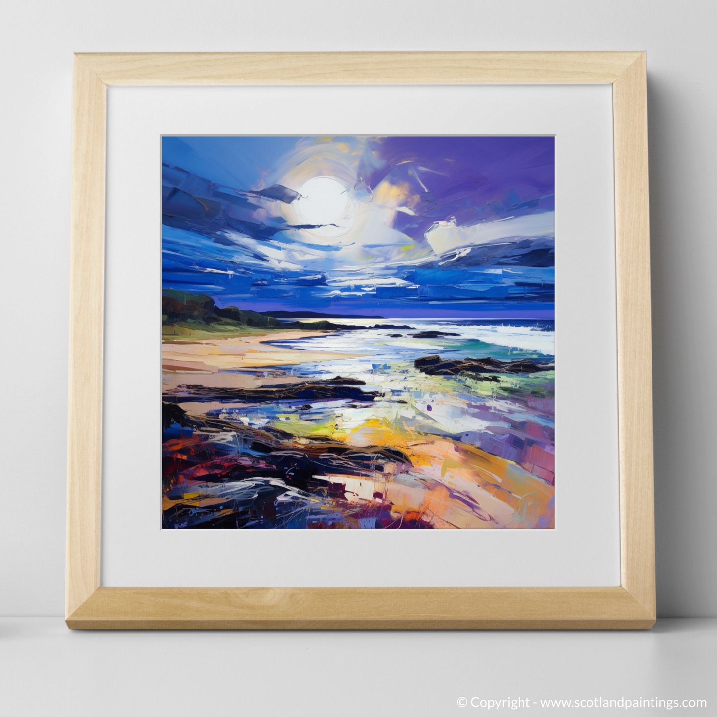 Art Print of Lunan Bay, Angus with a natural frame