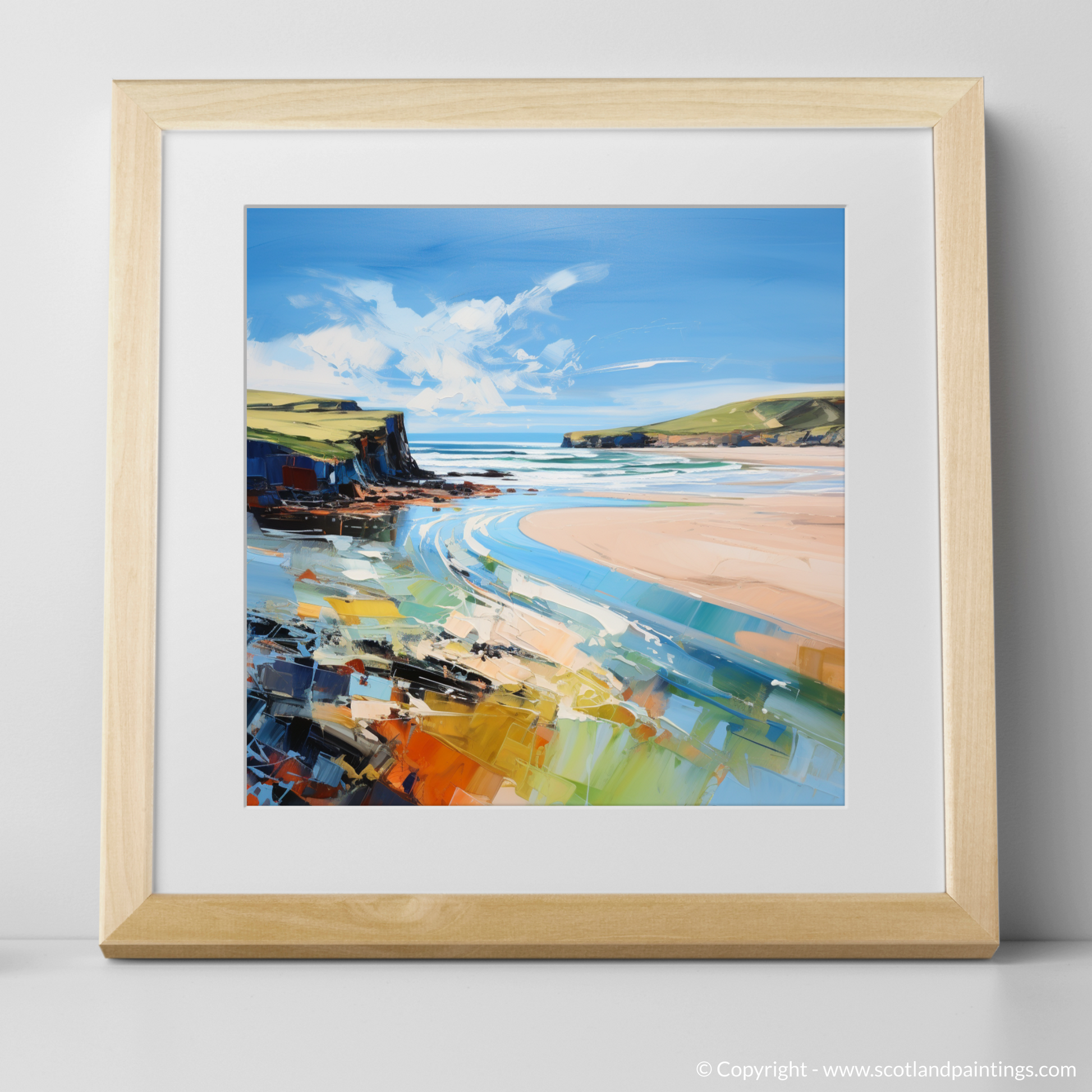 Art Print of Lunan Bay, Angus with a natural frame