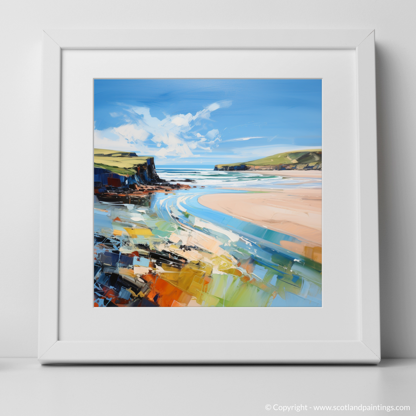 Art Print of Lunan Bay, Angus with a white frame