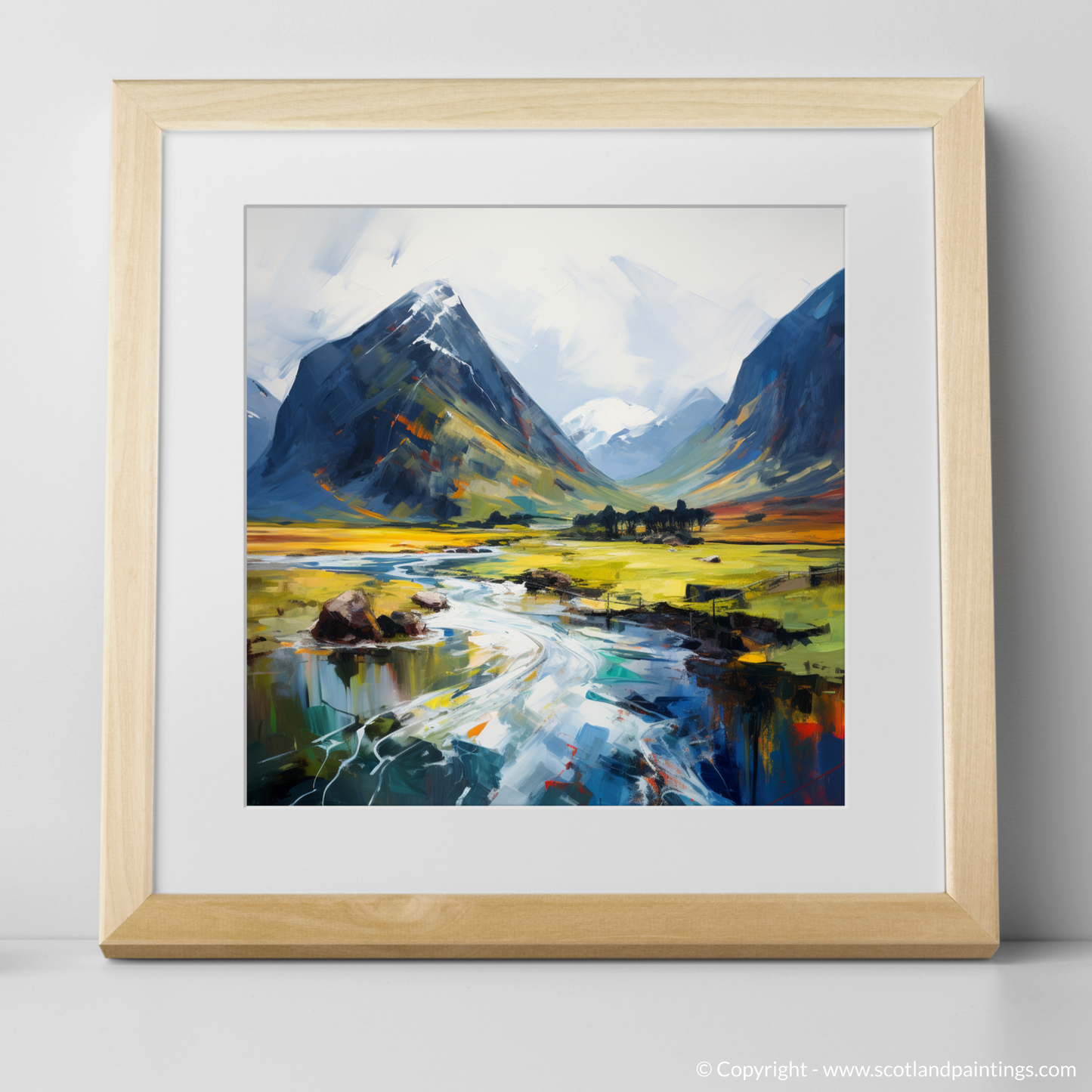 Art Print of Glencoe, Argyll and Bute with a natural frame