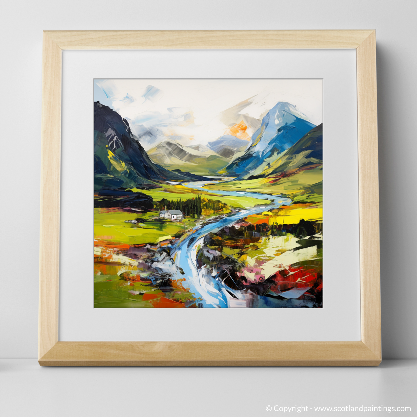 Art Print of Glencoe, Argyll and Bute with a natural frame