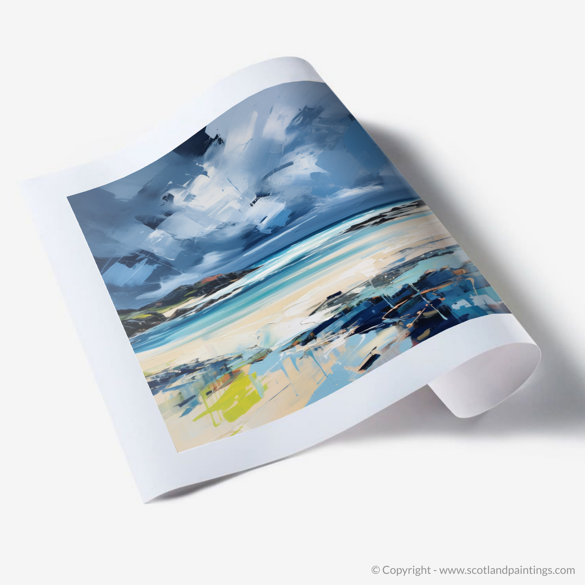 Art Print of Scarista Beach with a stormy sky