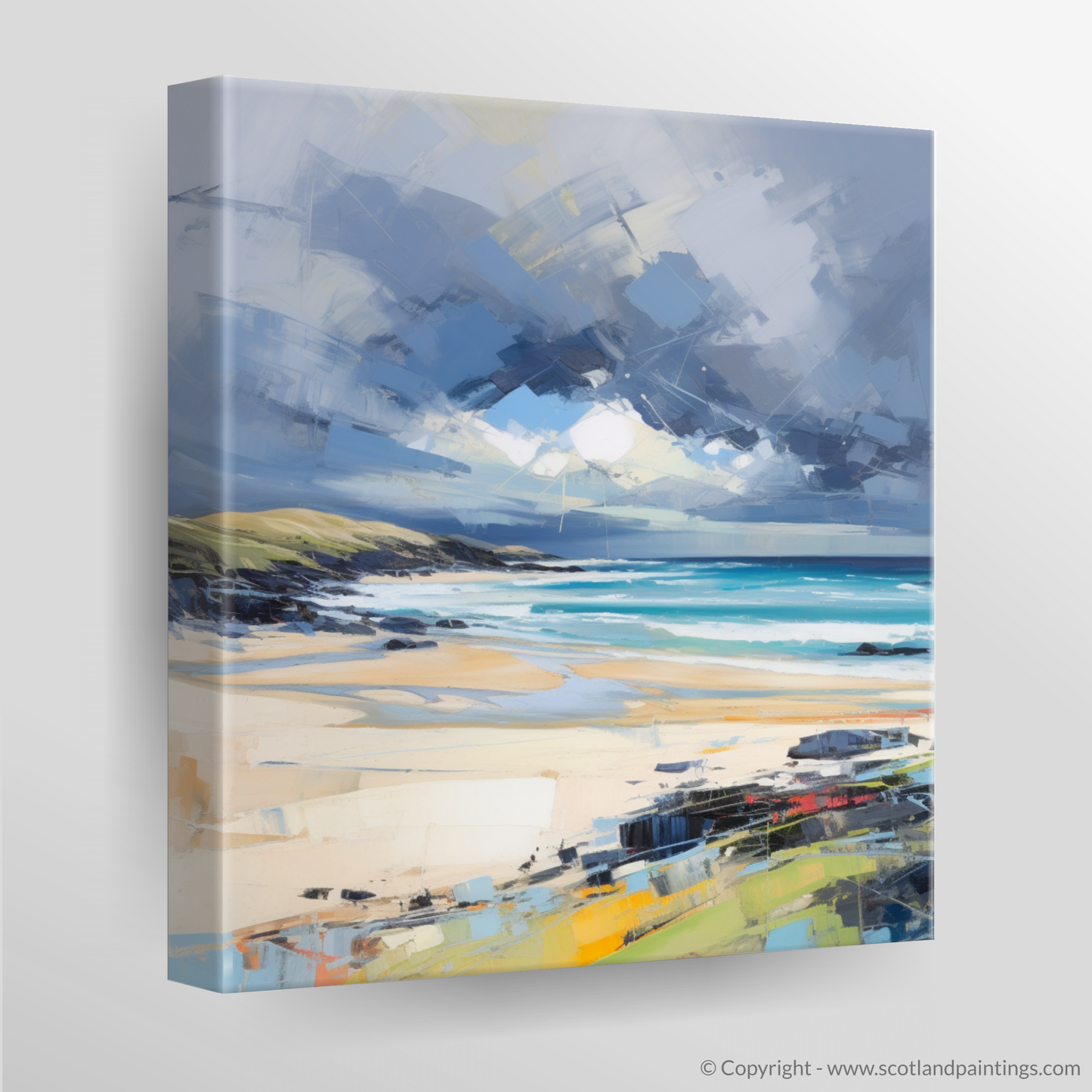 Canvas Print of Scarista Beach with a stormy sky