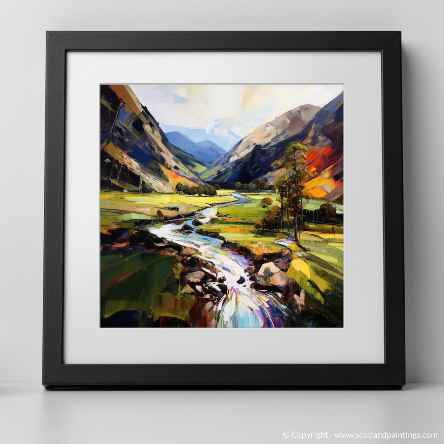 Art Print of Glen Nevis, Highlands with a black frame