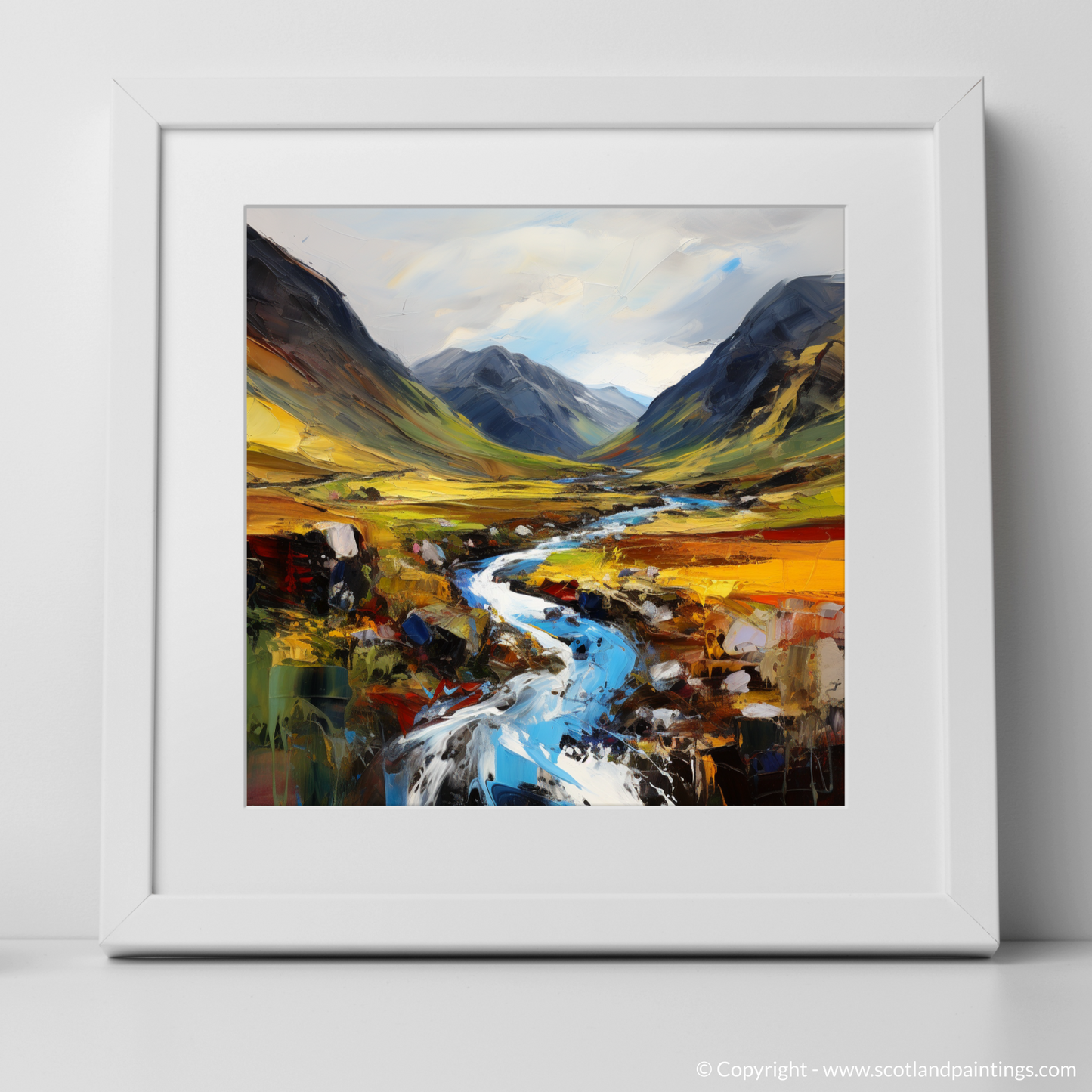 Art Print of Glen Nevis, Highlands with a white frame