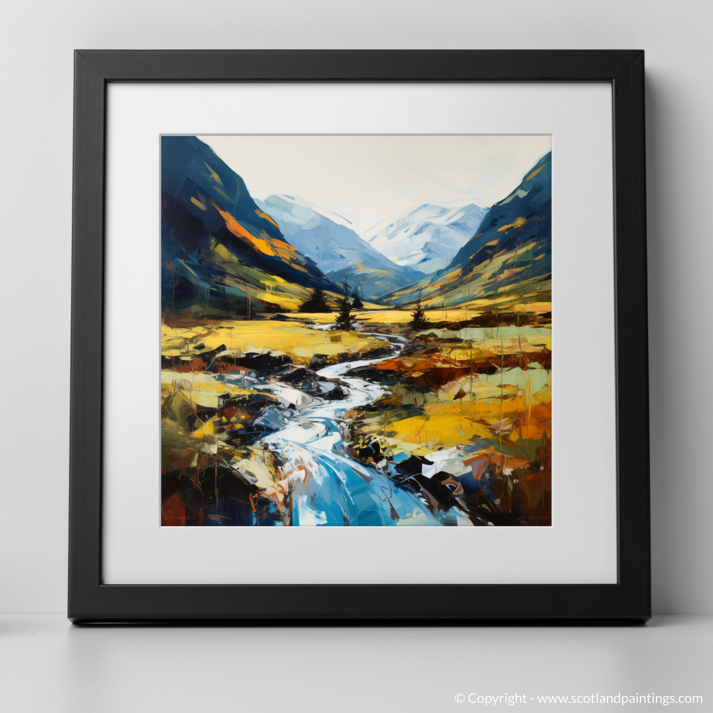 Art Print of Glen Nevis, Highlands with a black frame