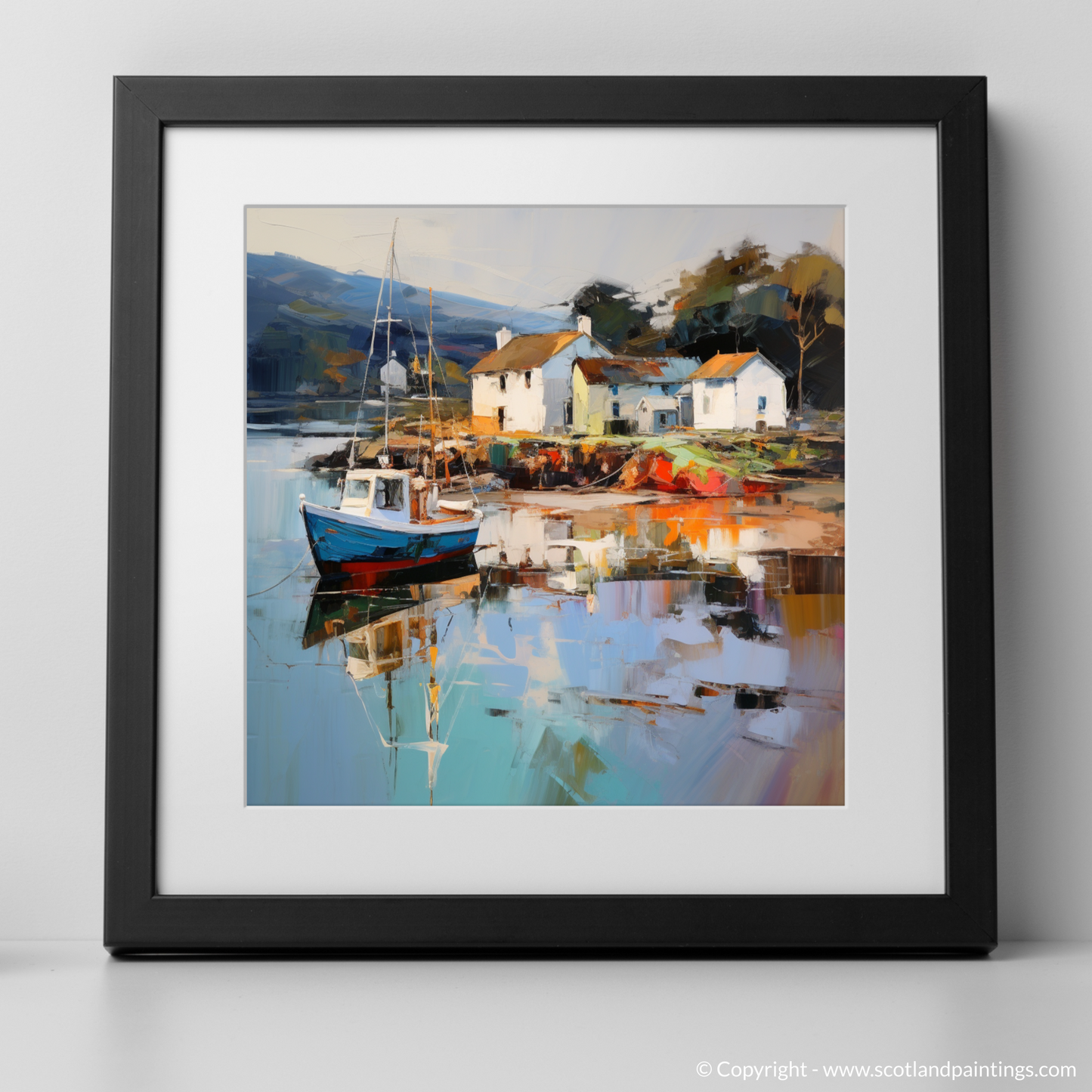 Art Print of Tayvallich Harbour, Argyll with a black frame