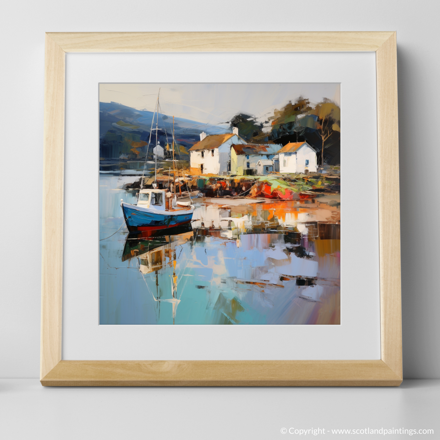 Art Print of Tayvallich Harbour, Argyll with a natural frame