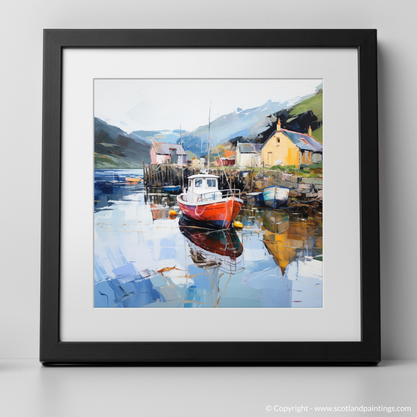 Art Print of Tayvallich Harbour, Argyll with a black frame