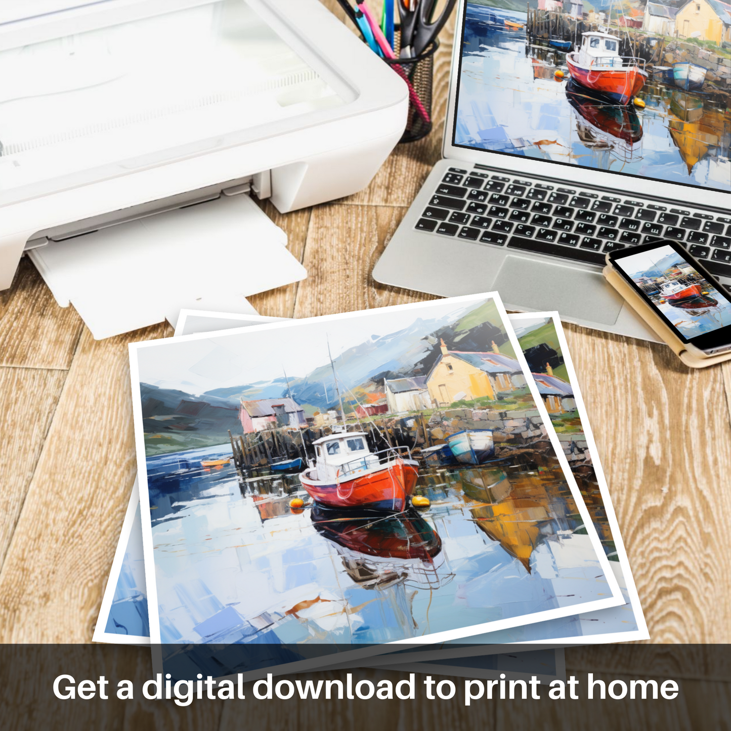 Downloadable and printable picture of Tayvallich Harbour, Argyll