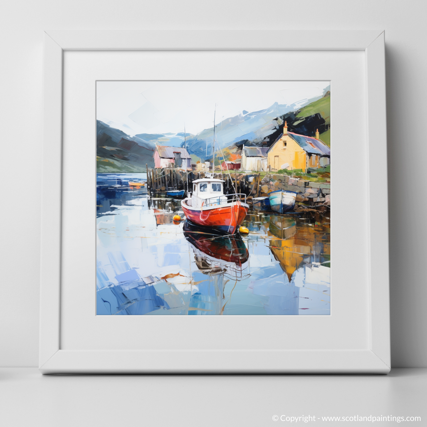 Art Print of Tayvallich Harbour, Argyll with a white frame