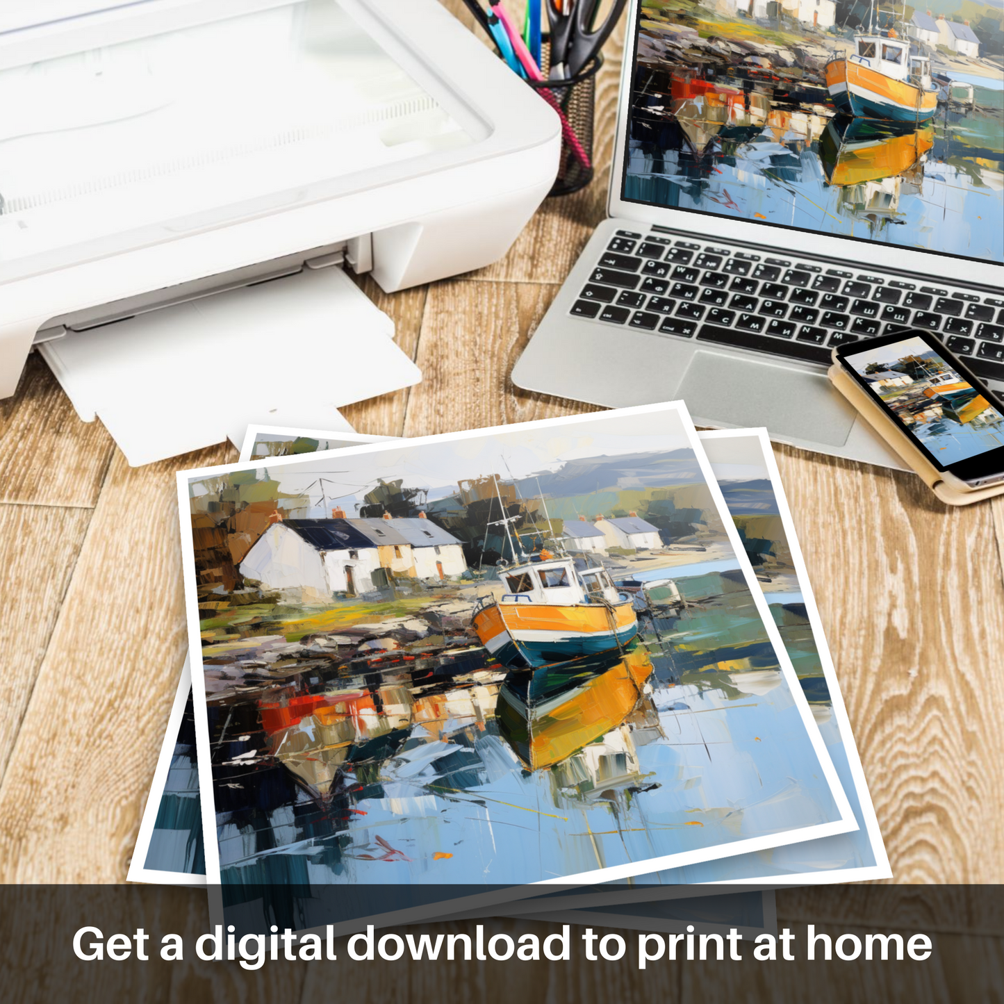 Downloadable and printable picture of Tayvallich Harbour, Argyll