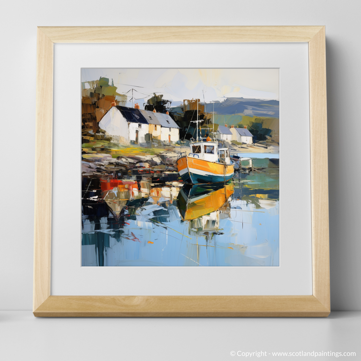 Art Print of Tayvallich Harbour, Argyll with a natural frame